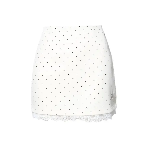 DPLAY Повседневные короткие юбки Женские Абрикос с Черным горошком