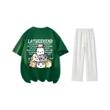 Комплект одежды (Футболка из яшмы + Белые и серые повседневные штаны Фотиния)