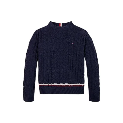 Tommy Hilfiger Детская одежда Однотонный Круглый вырез Пуловер Длинный рукав Синий Детский