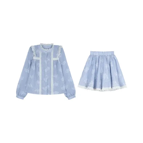 Sorrow Matsumoto Комплект с юбкой Женская Синие полосы Топ+Синие полосы Юбка