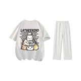 Комплект одежды (Белая серая футболка + Белые серые штаны для повседневной носки)