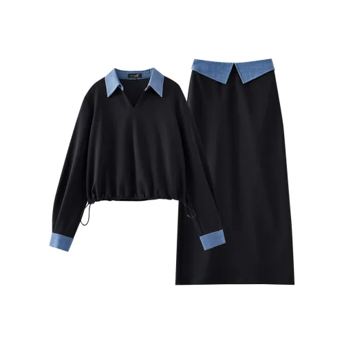 OUNIXUE Комплект с юбкой Женские Черный