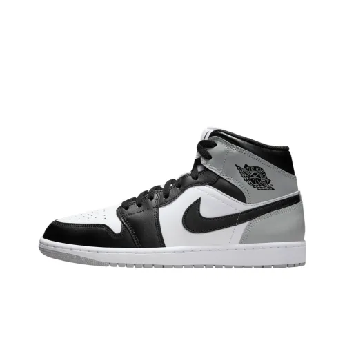 Jordan Air Jordan 1 Противоскользящий Устойчивый к износу MID Топ Винтажные баскетбольные кроссовки Мужские Черный Серый