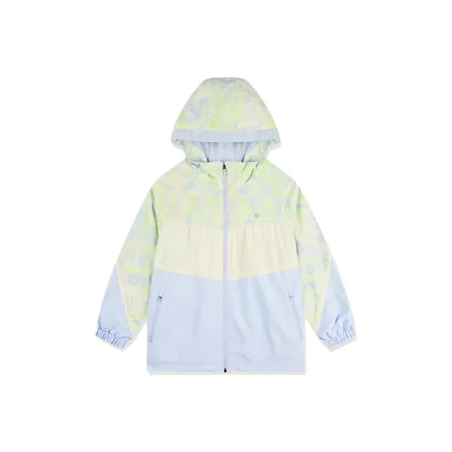 QIAODAN Ветровка Желейно-зеленый Full Принт Ирис синий Подростки