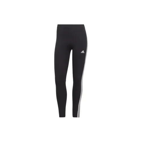Adidas Essentials 3 Stripes High Waisted Single Jersey Leggings Sports Pants Women's Black