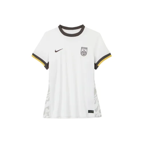 Nike Dri Fit Dri Fit Футбол Джерси Женская Белая Средне-Серый