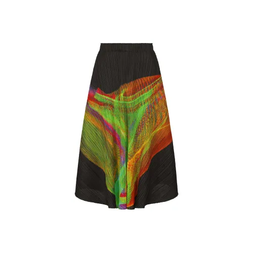 PLEATS PLEASE ISSEY MIYAKE FW24 Повседневная длинная юбка женская ярко-зеленая