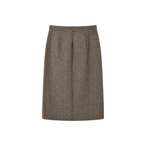 Yu Qianwen Повседневный Длинный Юбка Женские Винтаж Клетчатый