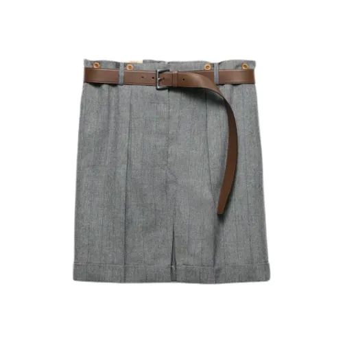 PRADA Повседневный Длинный Юбка Женская Темно-Серый