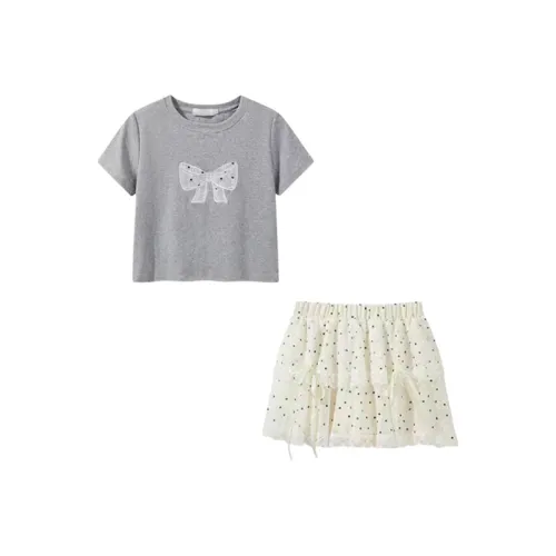 SYEEE WITH U Комплект с юбкой Женская Серая Юбка с горошком