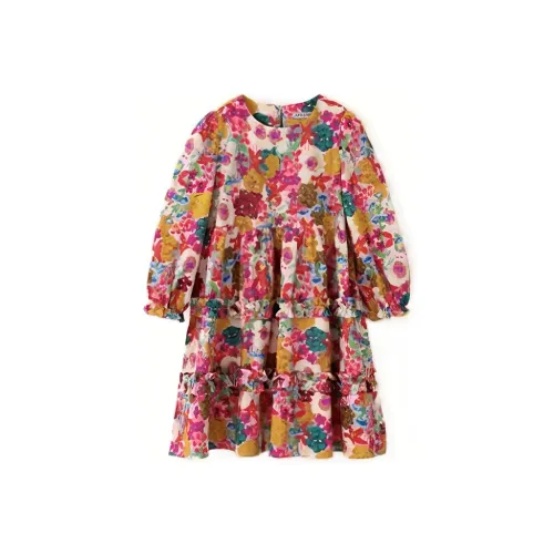 Pptown Полный принт Тонкий Детское платье Летнее Детский Фиолетовый Цветочный дизайн