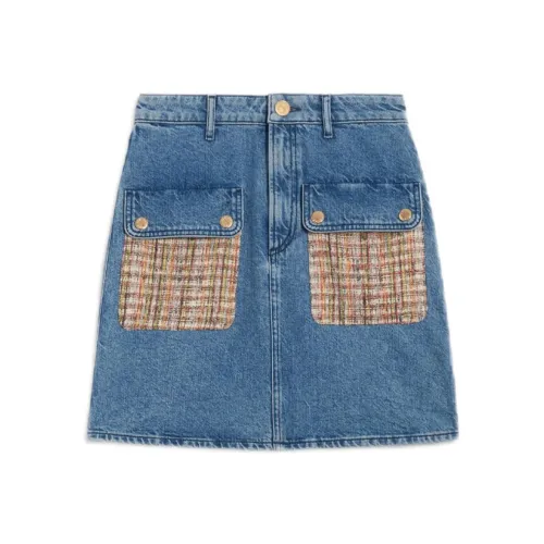 Sandro Джинсовые короткие юбки Женские Джинсовый синий