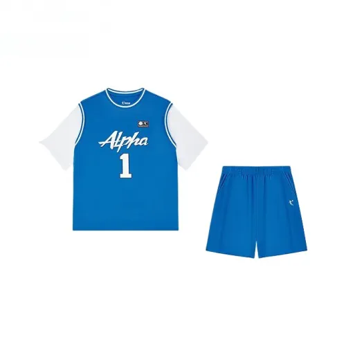 QIAODAN Повседневная спортивная одежда SS25 Серебряный Вселенная Синий Детский