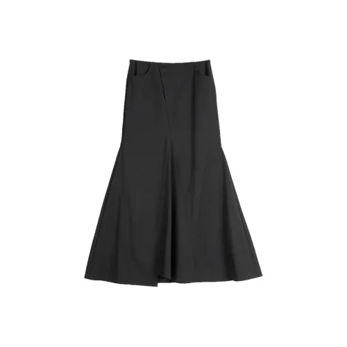 ELLE Повседневный Длинный Юбка Женская Темно-Серый