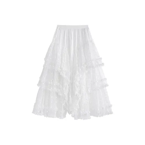 FLIM Повседневный Длинный Юбка Женская Белая