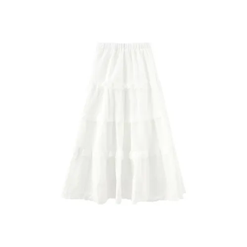 SRCG Белая Женская Повседневная Длинная Юбка