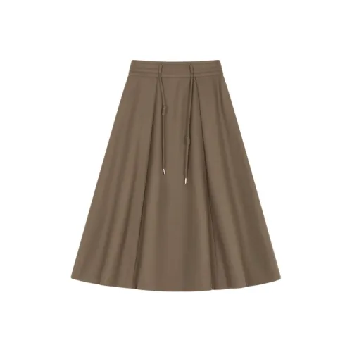 IHIMI Повседневный Длинный Юбка Женская Коричневый Зеленый