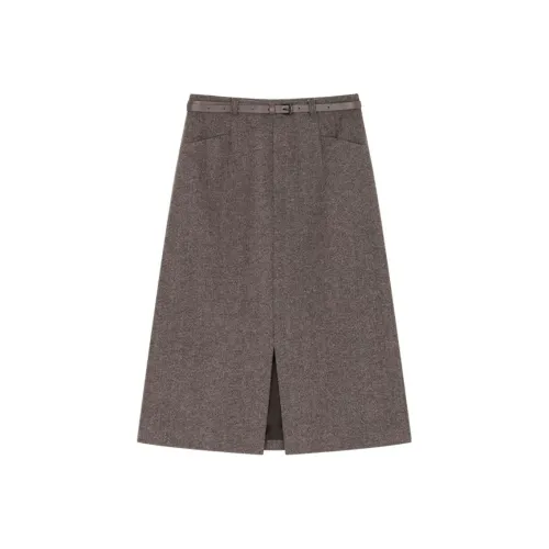 IHIMI Повседневный Длинный Юбка Женские Кофе