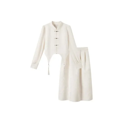 EICHITOO Комплект с юбкой Женские Экрю Цветочный