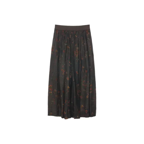 UMA WANG SS25 Повседневный Длинный Юбка Женские Кофейно-коричневый