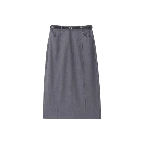 PEACEBIRD Повседневные короткие юбки Женские Черный Серый