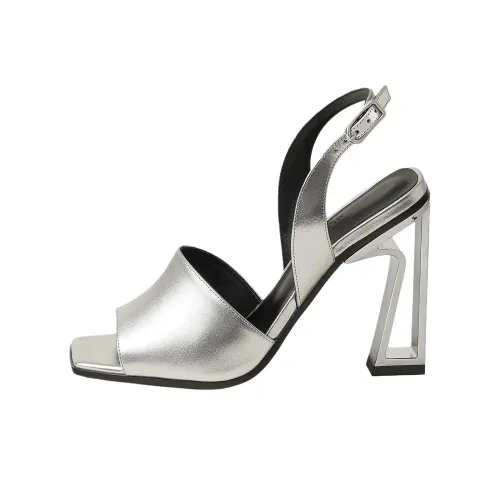 HERMES One Ремень Сандалии 10,4CM Женские Серебряные