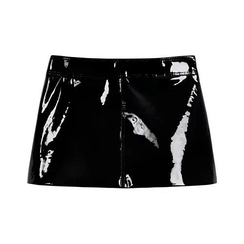 CELINE Кожаная короткая юбка женская черного цвета