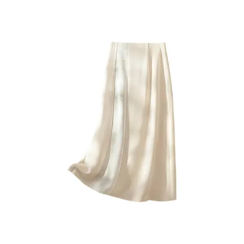 IHIMI Повседневный Длинный Юбка Женская Бежевая