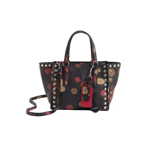 COACH Crosby Кожа Тоут Сумка Сумка для покупок Сумка на плечо Сумка Большая Женская Коричневая и Черная Многоцветная