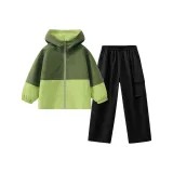 [Ветровка/Карго Брюки Комплекты Одежды] Армейский Зеленый + Черный