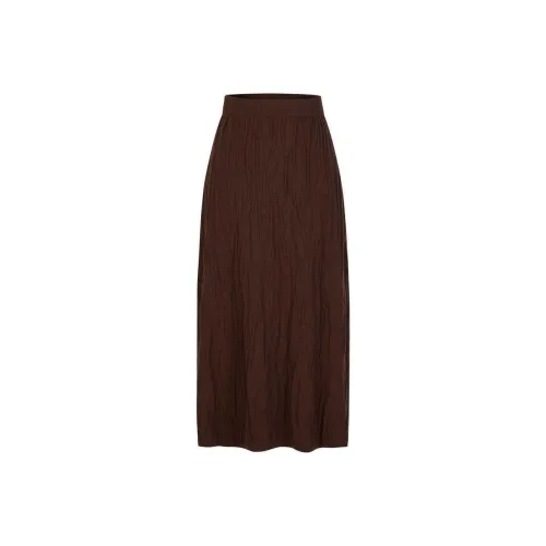JZ. ANNAKRO Повседневный Длинный Юбка Женская Темно-Кофейный