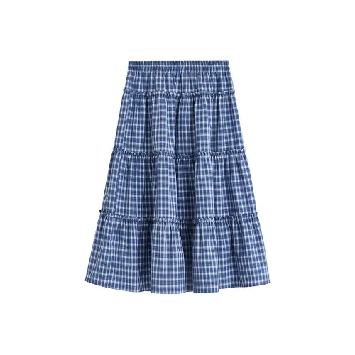 Inman Повседневные короткие юбки женские королевский синий клетка