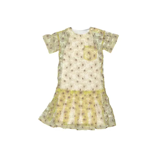 Burberry Платье Детское Цитрусово-Оранжевый Желтый