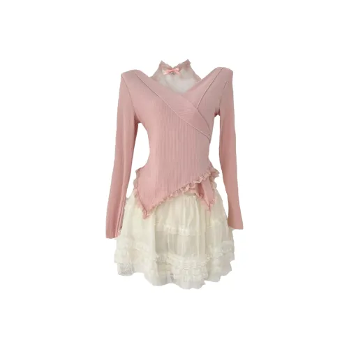 AFGGD Комплект с юбкой Женские Розовый+Белый