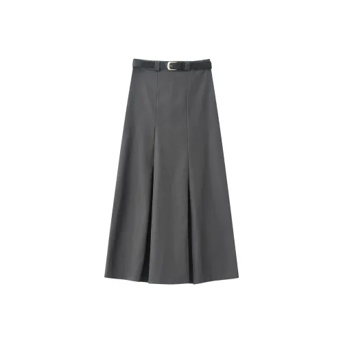 XUANSHU Повседневный Длинный Юбка Женская Серого цвета