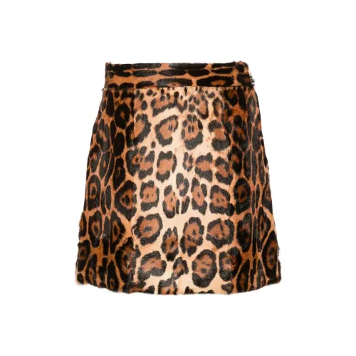 Blumarine SS24 Кожаная короткая юбка Женская Sugar Коричневый