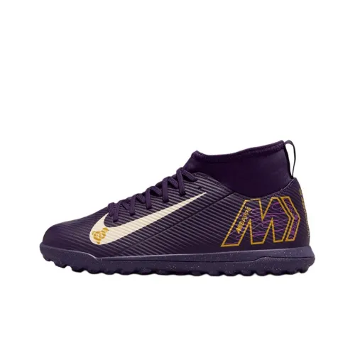 Nike Mercurial Superfly 10 Устойчивый к истиранию Легкий Амортизация Высокий Топ Детская Футбольная Обувь Фиолетовая