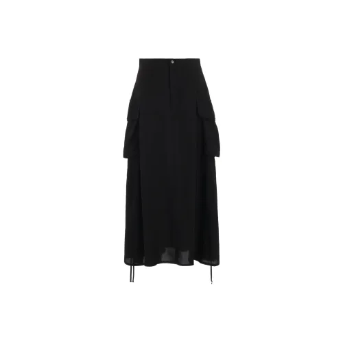 Yohji Yamamoto Черные Женские Повседневные Длинные Юбки