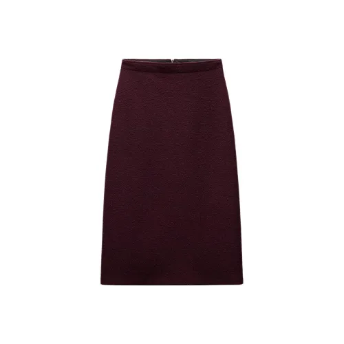 ZARA ZW Series Повседневный Длинный Юбка Женские Бордовый