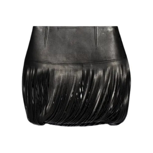 Alaia Кожаная короткая юбка женская черного цвета