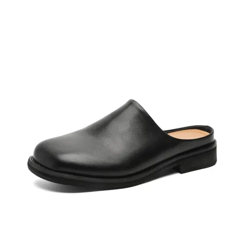 MUYI Резиновая подошва шов пэчворк из кожи противоскользящие домашние тапочки унисекс черный