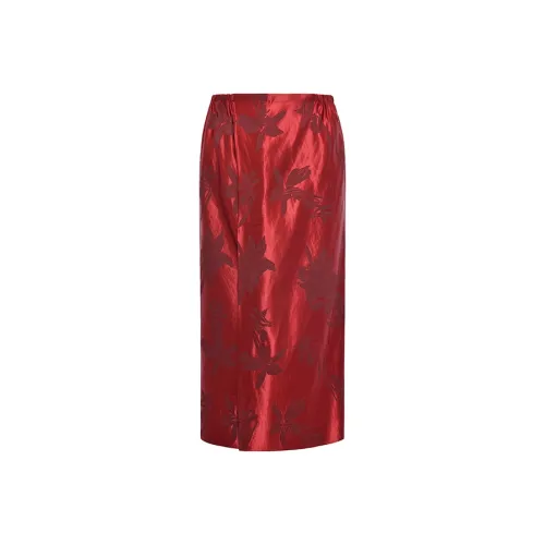 M Essential Повседневный Длинный Юбка Женские Красный