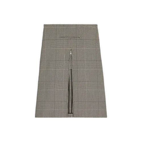 COURREGES FW24 ZIPPED Принц OF Wales Midi Юбка Повседневный Длинный Юбка Женские Песочный Грязно-коричневый Песочный Грязно-коричневый