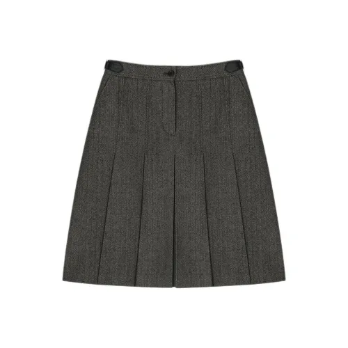 ETHOS Юбка MIDI с узором "елочка" Повседневная Длинная Юбка Женская Темно-Серый