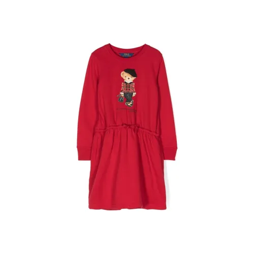 Polo Ralph Lauren Длинное платье с длинными рукавами красного цвета для детей