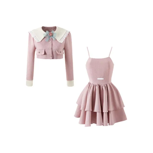 KYKW Комплект с юбкой Женские Розовый топ + Розовая юбка