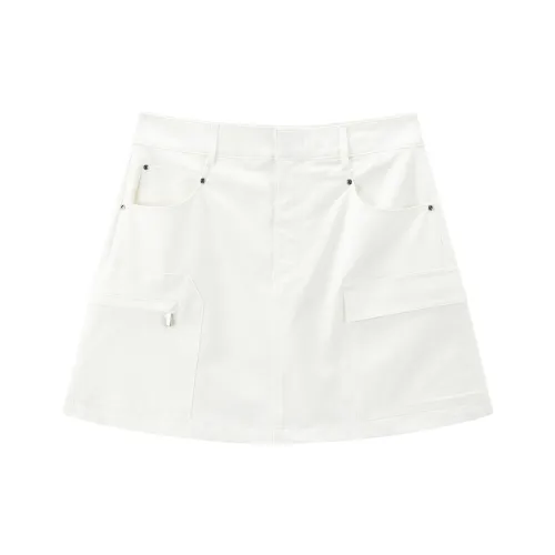 PEACEBIRD Повседневные короткие юбки Женские Белые