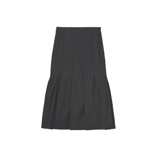 GANNI FW24 Повседневная длинная юбка женская Phantom Black