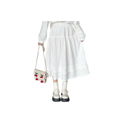 BDXJK Повседневный Длинный Юбка Женская Белая