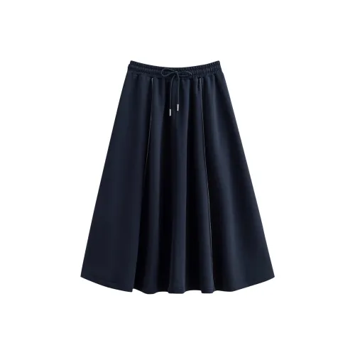 Initial Language Повседневный Длинный Юбка Женская Темно-Синий